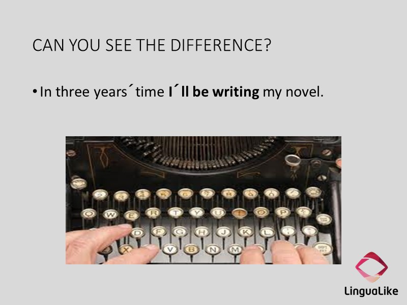 CAN YOU SEE THE DIFFERENCE? In three years´time I´ll be writing my novel.